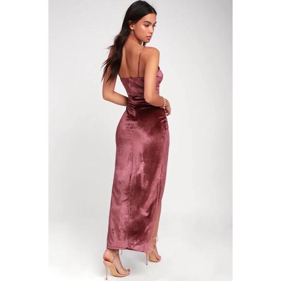 Lulus Debut Diva Mauve Velvet Maxi Dress S - Picture 2 of 8